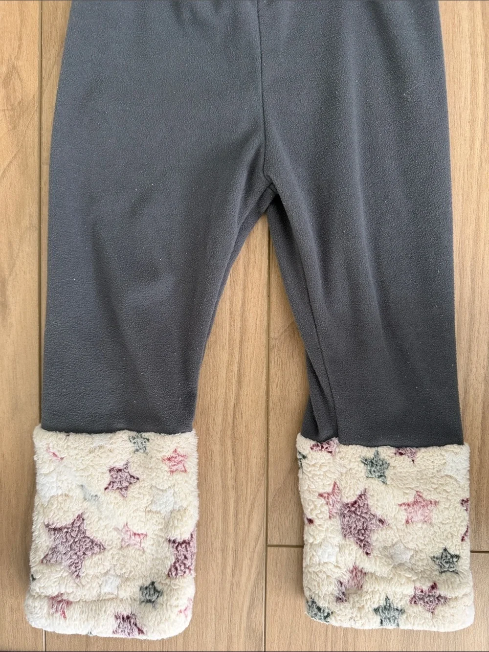 Cozy Star-Print Fleece Cuffed Kids Pants - Black
